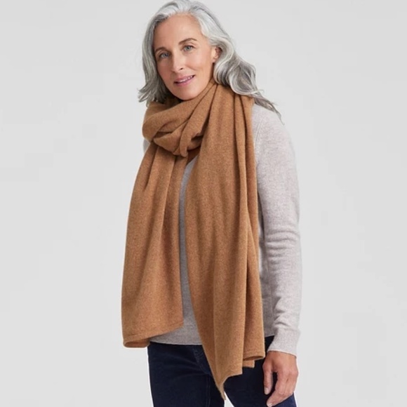 Charter Club 100% Cashmere Wrap Or Oversized Scarf Warm Praline One Size - Picture 1 of 5